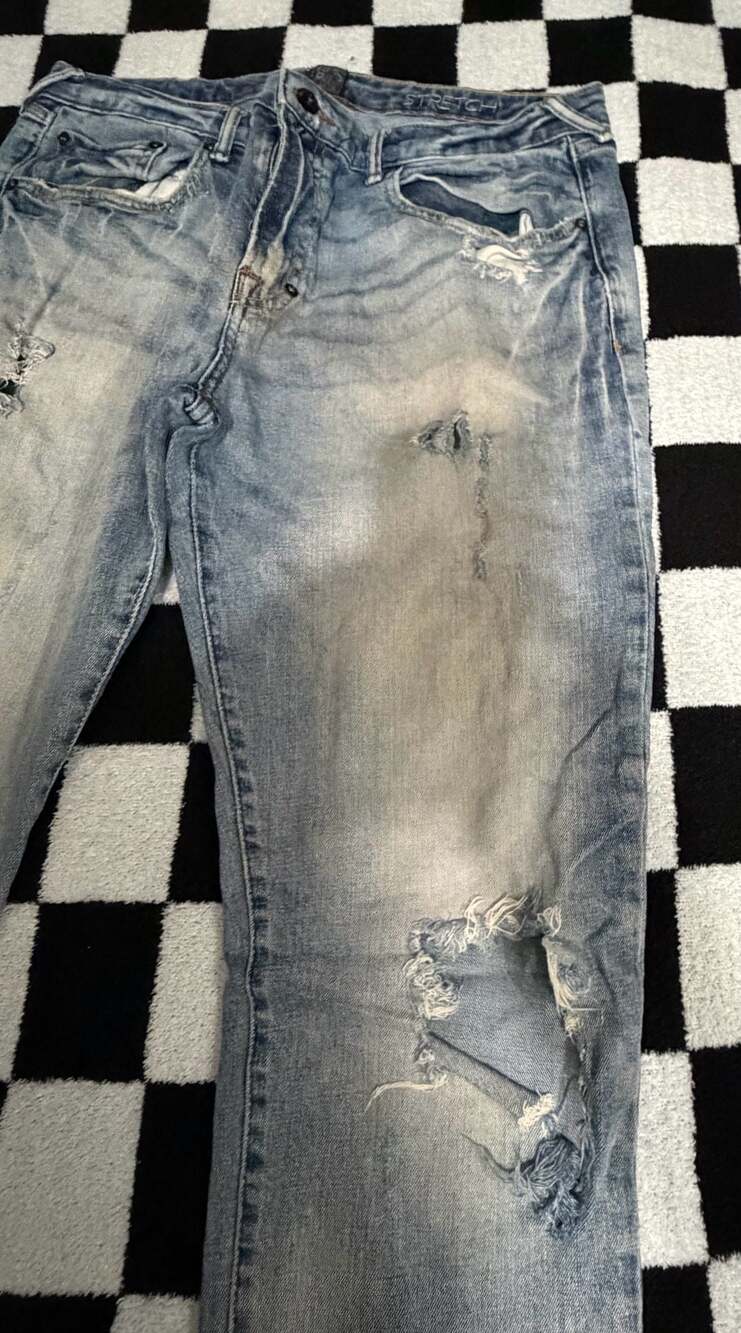 Prps Distressed Light Wash Slim Fit Stretch Jeans - Picture 5 of 8